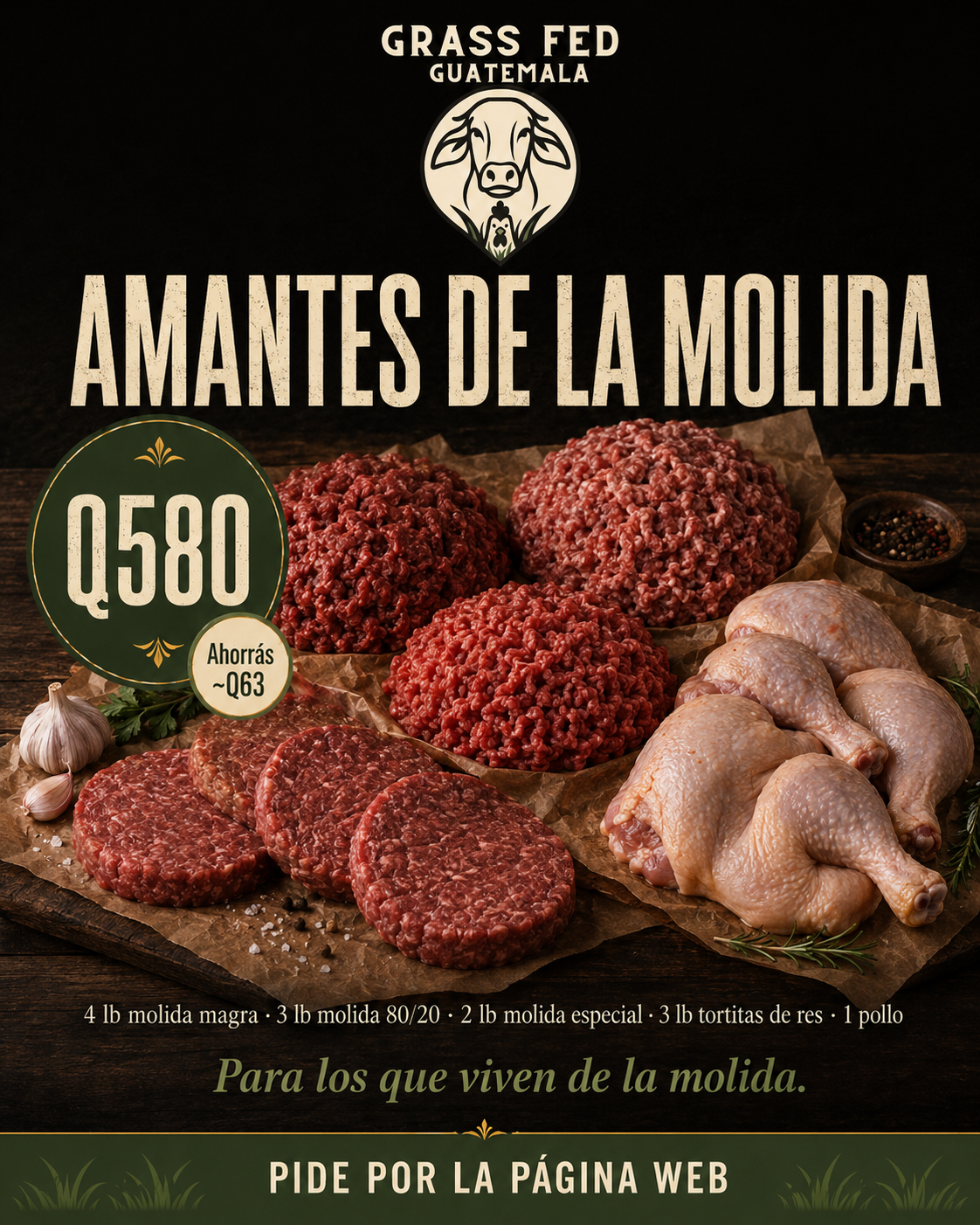 Caja Amantes de la Molida — Carne Grass-Fed (≈16 lb)