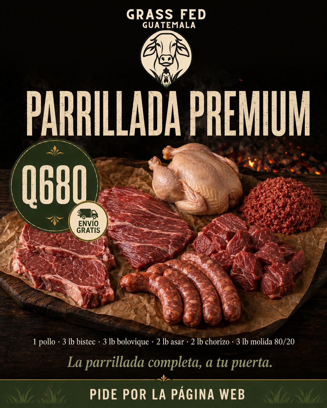 Colección Parrillada Premium — Grass-Fed + Envío Gratis (≈17 lb)